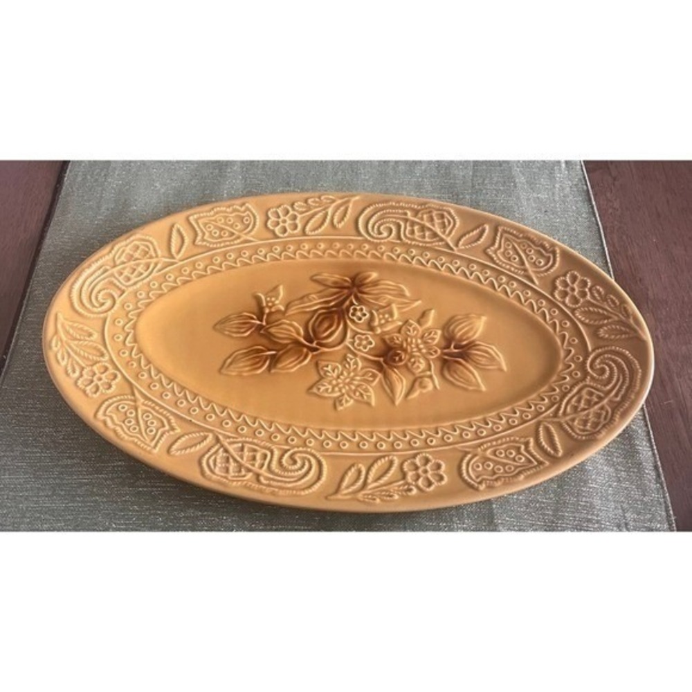 Department 56 Oval Embossed Floral 15 inch Serving Platter~Hard to Find